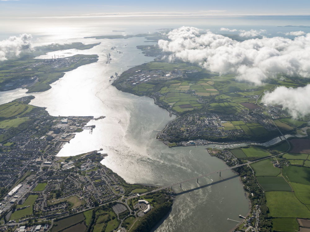 Aerial view looking down Milford Haven waterway (Port of Milford Haven)